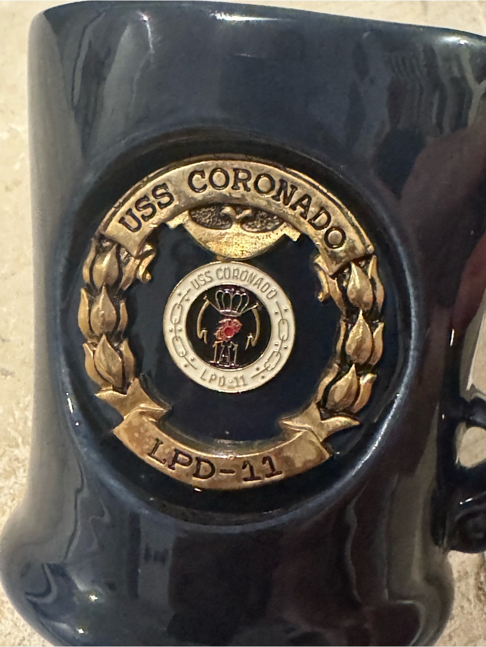 USS Coronado LPD-11 US Navy Commemorative Mug by Jostens Lindor Rare Vintage 8oz - Picture 3 of 9